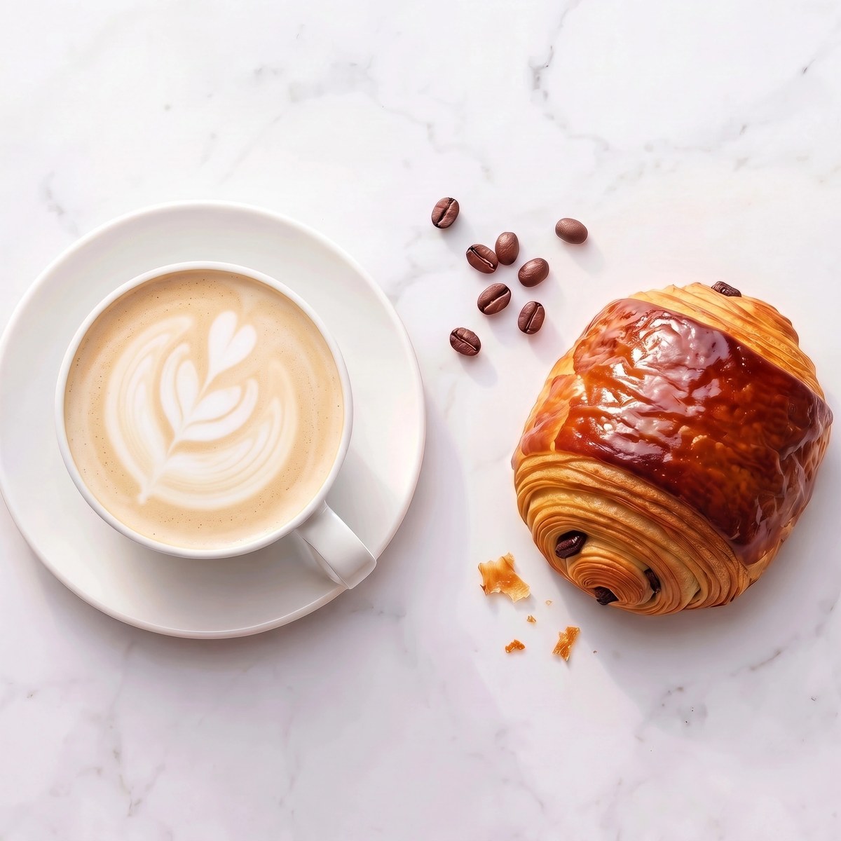 Petit-déj Café Latte + Pain au Chocolat