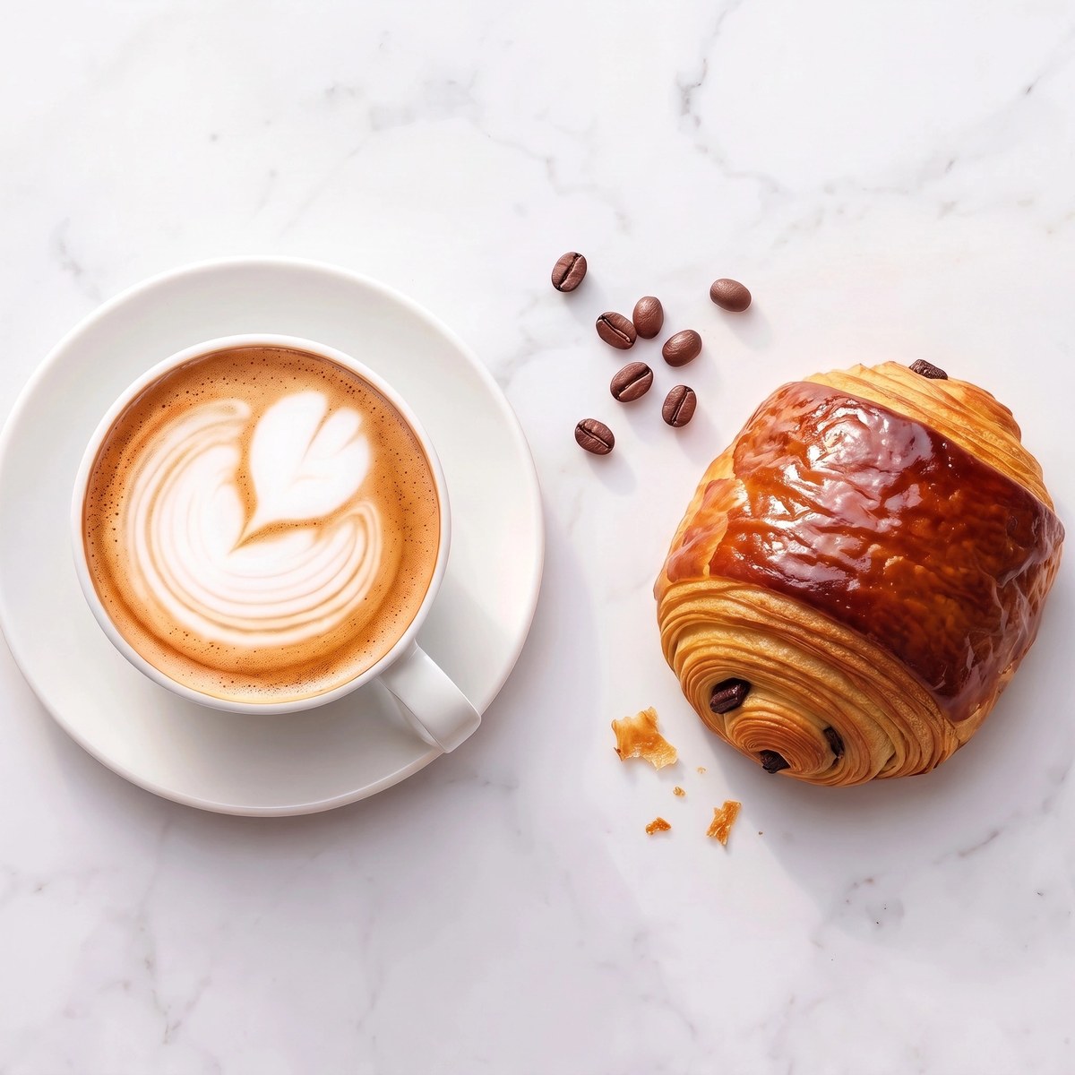 Petit-déj Cappuccino + Pain au Chocolat